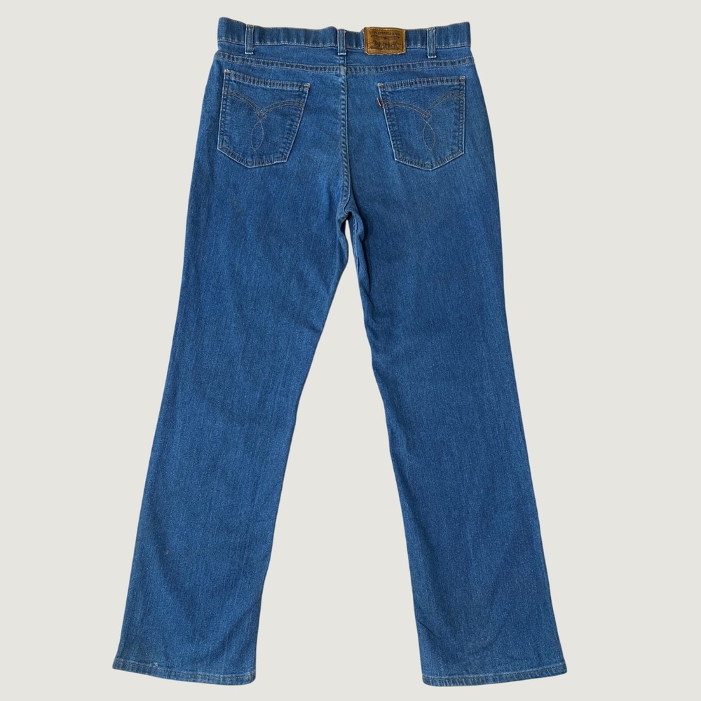 Vintage 90s Blue Levi's Action Jeans Brown Tab Bootcut 34 x 30